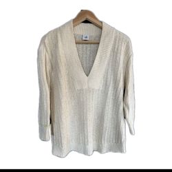 NWOT CAbi Oversized Cream Vneck Texture
