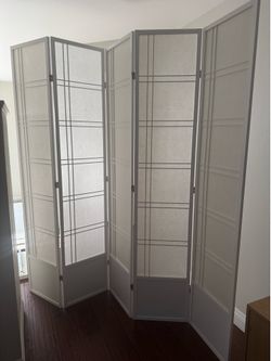 5-panel white room divider