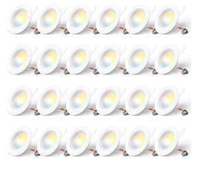 Amico 24 Pack 5/6 inch LED Recessed Lighting, Retrofit Can Lights, White Baffle Trim, Dimmable, 12.5W=100W, 950LM, 5CCT-2700K/3000K/4000K/5000K/6000K 