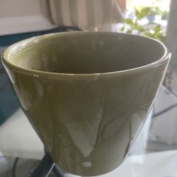 Lime Green Shiny Ceramic Planter No Chips No Cracks