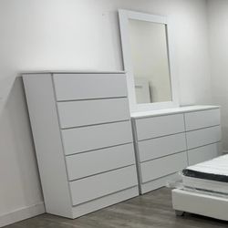 Dresser Whit Mirror And Chest - Cómoda Con Espejo Y Gavetero 