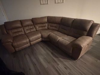 Brown Leather Recliner Corner Couch
