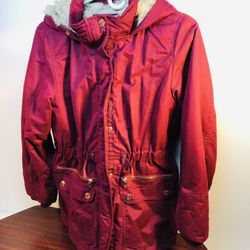 Justice Girls Winter Puffer Jacket Hood Zip Snap Closure Pockets Size 14/16