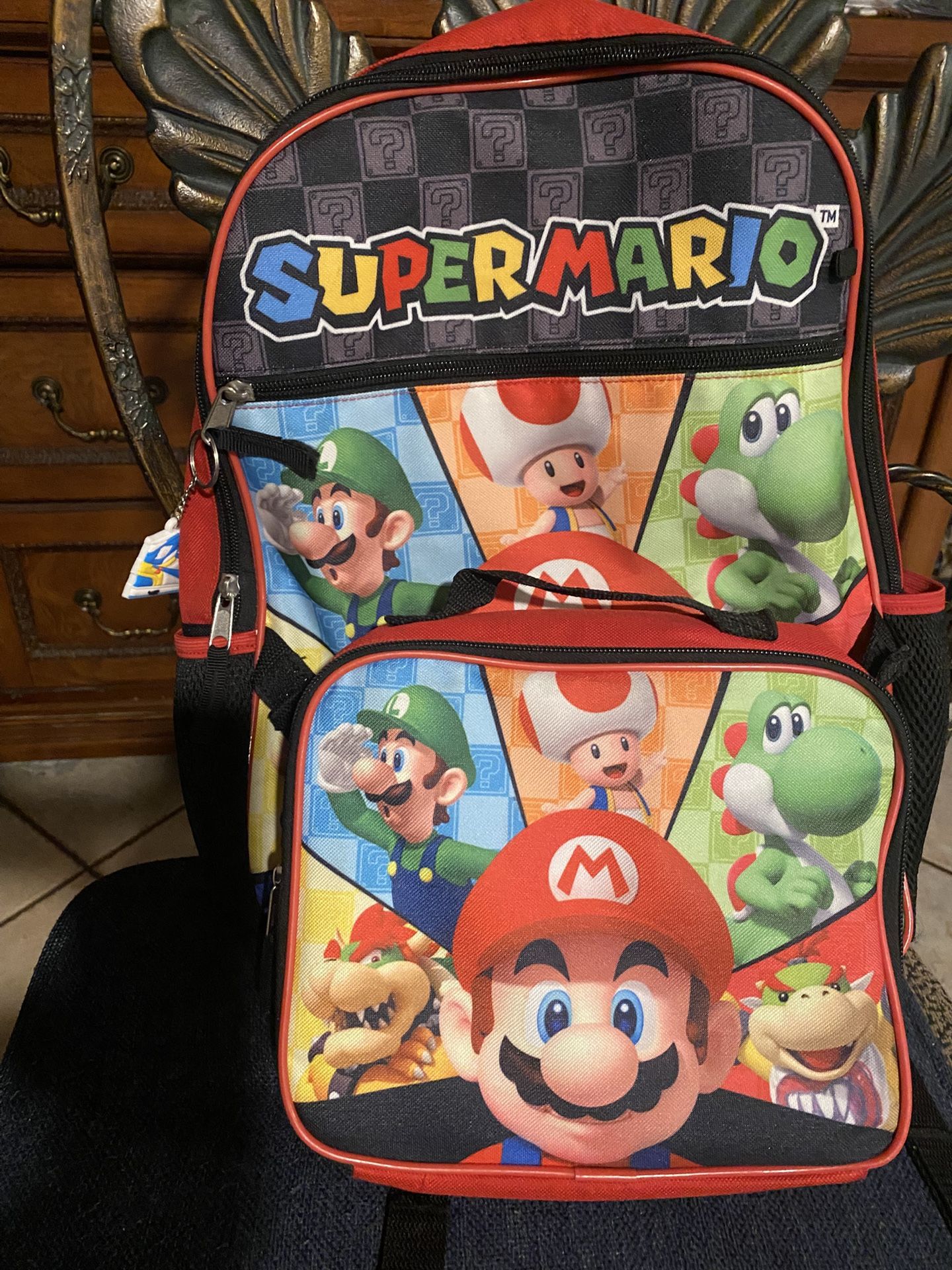 Super Mario Backpack With Linch Bag 