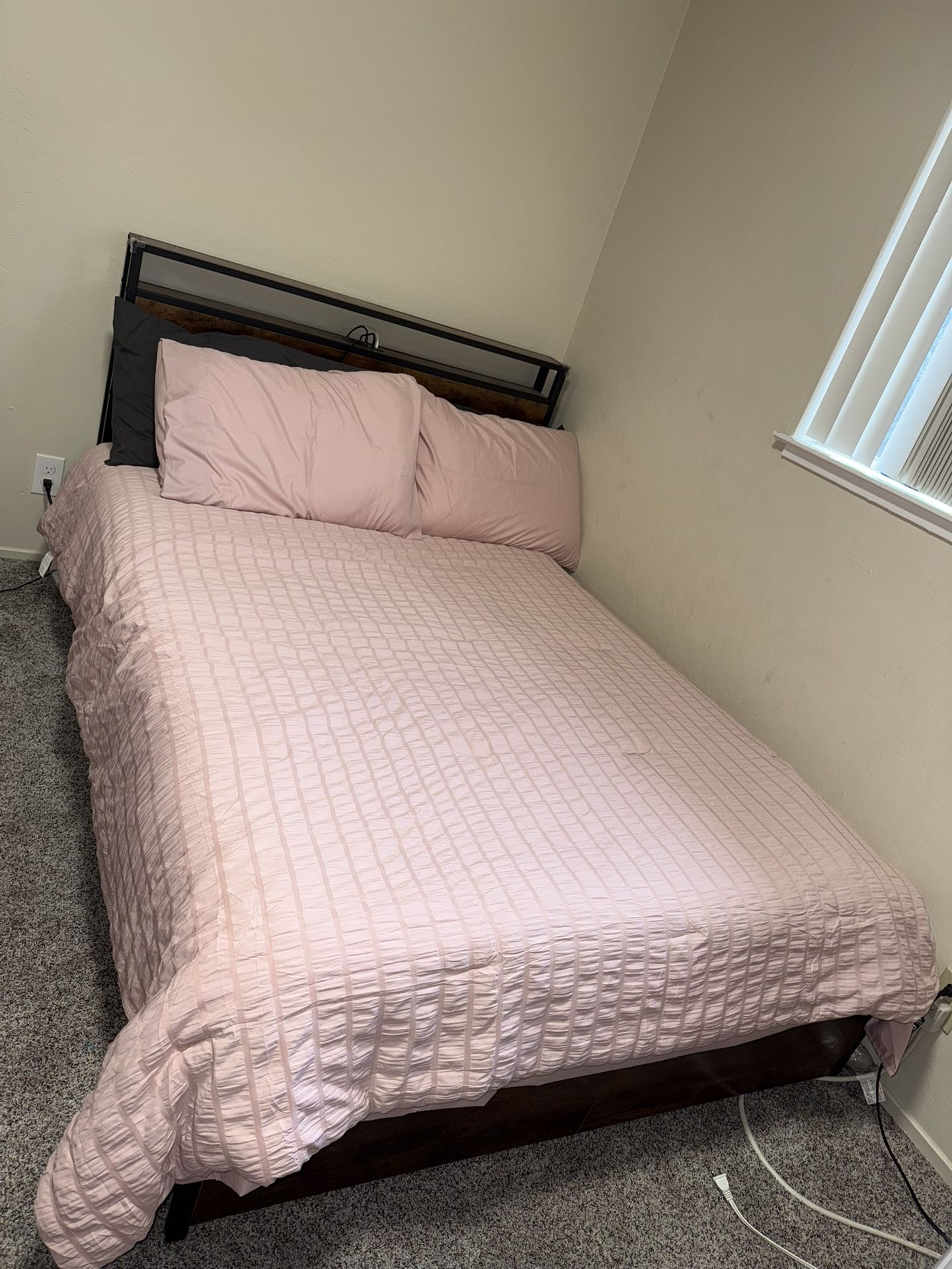 Full Size Bed Frame + Memory Foam Mattress