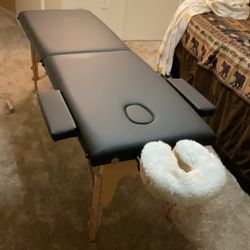 Massage Table With All Accessories.     Heated pad, fleece face cover.