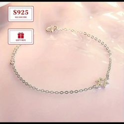 Elegant S925 Sterling Silvery Star Of David Charm Bracelet Women’s 