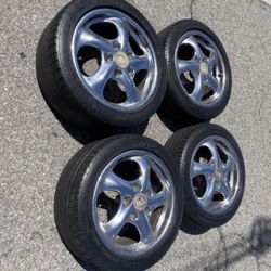 4 — 205/50r17 255/40r17 5x130 5x5.12 Stock Chrome Porsche 986 911 OEM wheels Rims Tires!