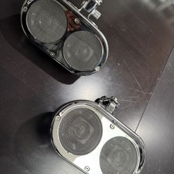 Chrome Custom Crashbar Polk Audio Sound System Motorcycle Speakers