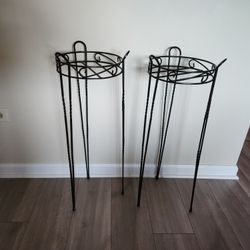2 Decorative Indoor/Outdoor 30" Tall Metal Plant Stands