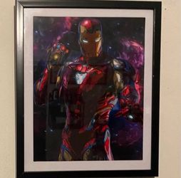 Iron man custom art piece on black frame