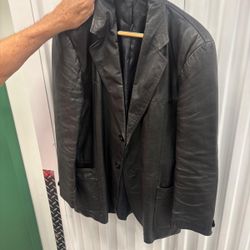 Black leather men’s jacket, two pockets Umberto Olivieri.100% real leather. $100