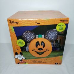 "NEW" Disney Mickey Mouse 9.5 ft Jack O Lantern Pumpkin Airblown Inflatable