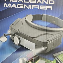 LED ADJ HEADBAND MAGNIFIER HANDS FREE BATTERIES INC NEW IN BOX 1.5 3 9.5 & 11MAG