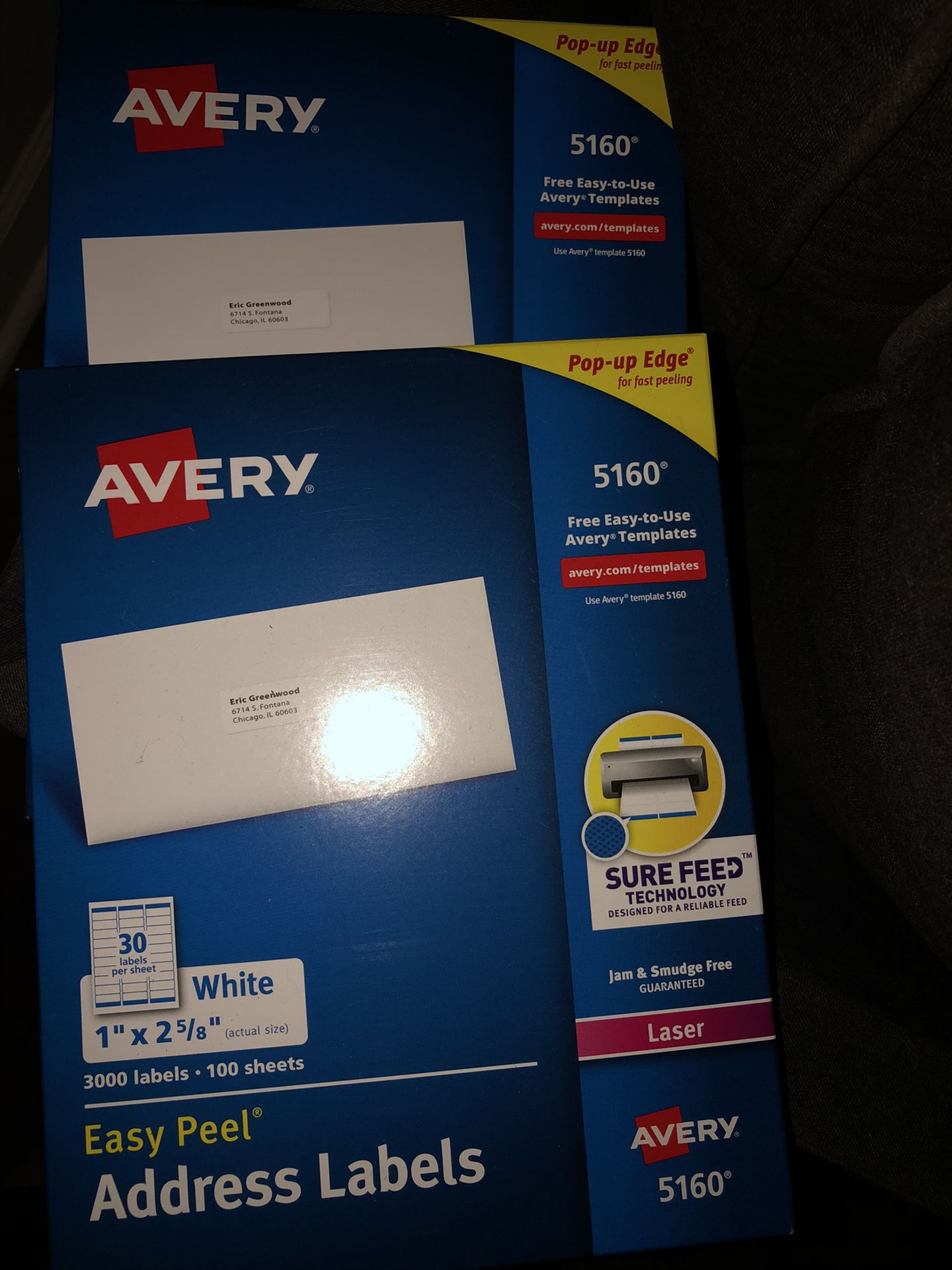 Avery Easy Address Label’s (2) Package (New)
