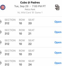 Cubs vs Padres NL Wild Card Game 1 Tickets