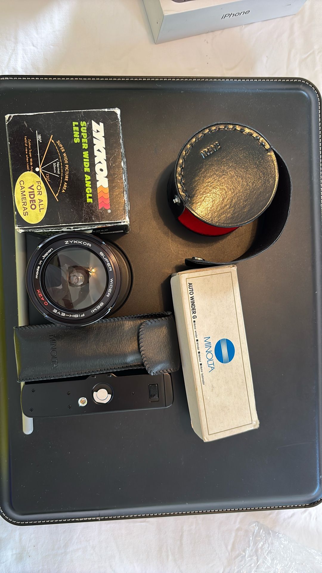 Minolta Auto Winder G & Zykkor Super Wide Angle Lens
