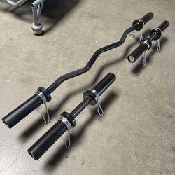 Brand New Curl Ez Easy Bar Barbell + Dumbbells Loadable Handles Olympic  Home Gym Equipment 