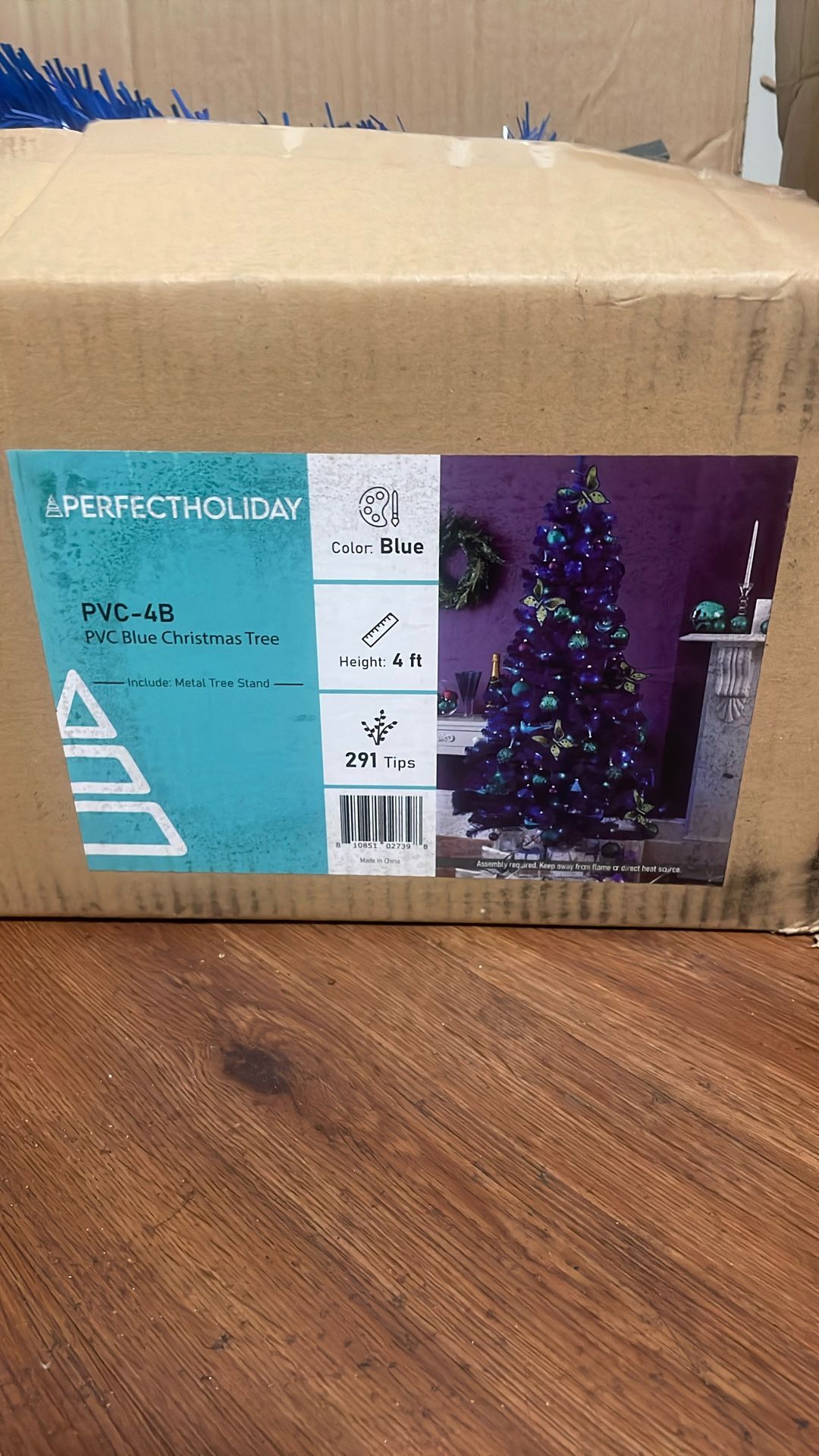 PVC blue Christmas tree 4ft , 291 Tips