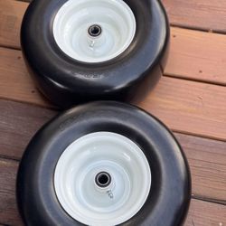 AR-PRO (2-Pack) 13x6.50-6 Flat Free Tire and Wheel - Universal 13x6.5-6 Solid Rubbe Riding Lawn Mower Tire with Rim - With 5.5"-7.8” Centered Hub and 