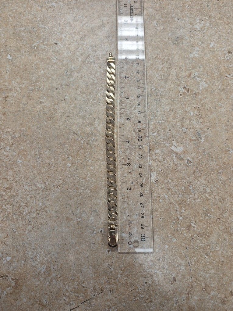 14k Yellow Solid Gold Braccio Curb Link Bracelet 8"