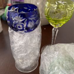 Mid 20th Century Nahtmann Traube Color Crystal Wine Glasses 