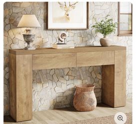 Tribesigns  63" Console Table, Rustic Sofa Hallway Table with 2 Hidden Drawers - brand new