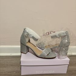 Silver Glitter Heels 7.5 