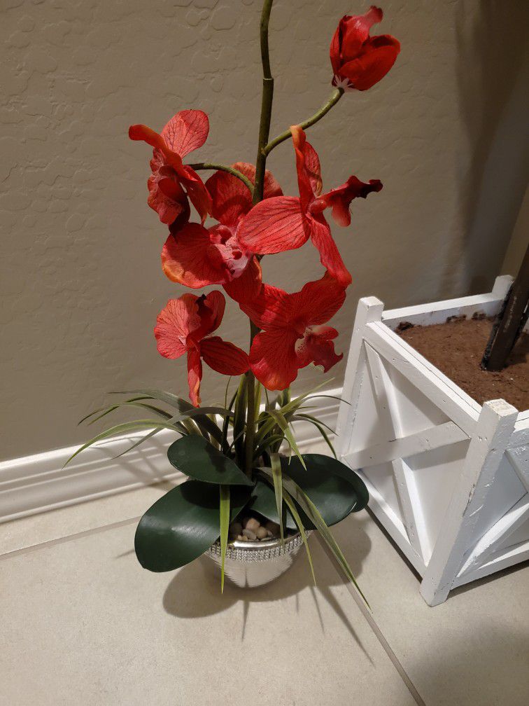 Red Orchid Fake Plant