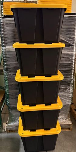 12 GALLON HEAVY DUTY STORAGE BIN W/ LID  – BLACK/YELLOW – $ 6 EACH