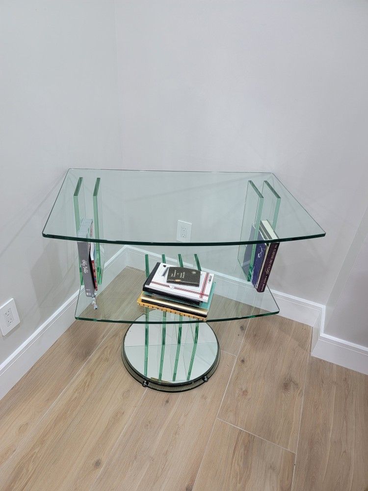 Vintage Glass Record Table