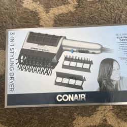 Conair 3-in-1 Styling Hair Dryer, 1875W Hair Dryer with 3 Attachments