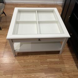White Coffee Table With Drawer And Storage 