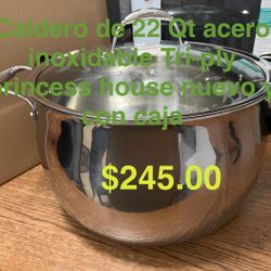Caldero De 22 Qt Acero Inoxidable Tri-ply 👉 princess house todo nuevo y con caja 📦