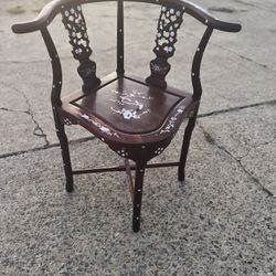 Carved & Inlaid Chinese Rosewood Corner Chair (1940s)