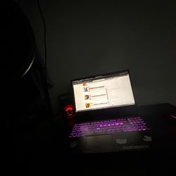 gaming laptop + mic n mouse and mic stand 