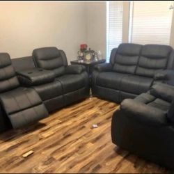 Save money!!!! $1125 BLACK RECLINER SOFA LOVESEAT BRAND New Delivered !!