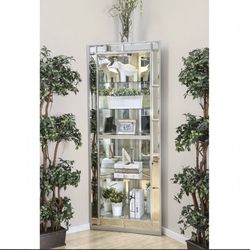 Glam Mirrored Corner Curio 78” Tall Brand New In Box Firm Price $560 