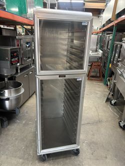 Full Sheet Tray Size 18x26 Bakery Pan NSF Enclosed Storage Cabinet Transport Holding Split Door Heavy Duty Welded On Wheels 