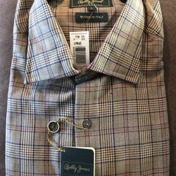 Very Nice New Bobby Jones Plaid Made In Italy Long Sleeve Button Down Shirt SZ L