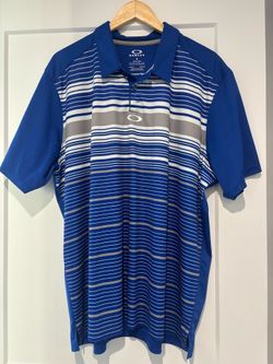 Oakley Blue Multi-Stripe Performance Polo
