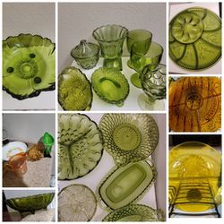 Vintage Green Amber Glassware Starting At $2