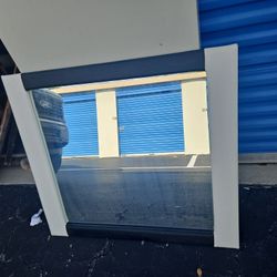 Beautiful Large White N Black Leather Mirror 