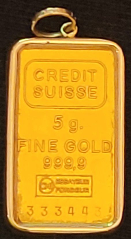 FINAL PRICE -> Credit Suisse 5g 999.9 Fine Gold Bar Pendant