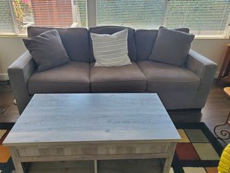 Gray couch and coffee table