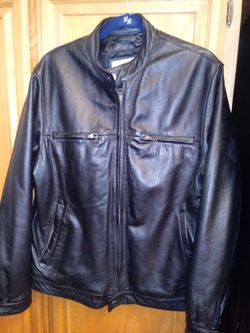 Mens Wilson's BLACK LEATHER MOTORCYCLE JACKET SIZE MED