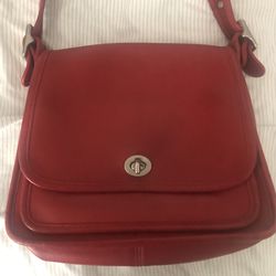 Coach  Crossbody Red Leather Purse