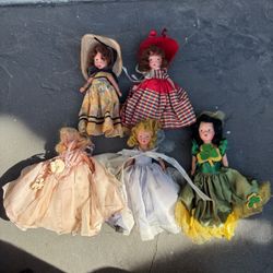 Lot of 5 Vintage Storybook Dolls