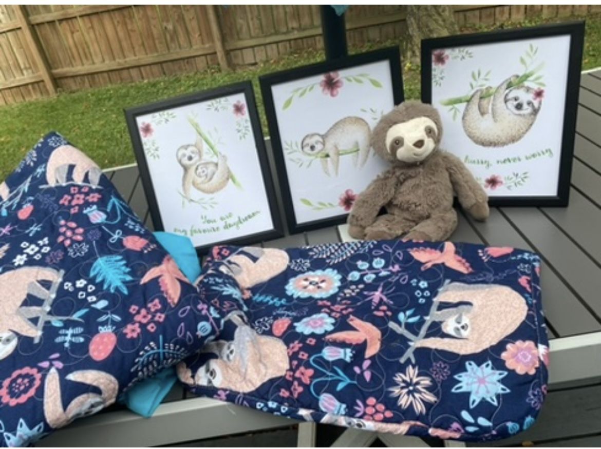 Twin Quilt Comforter & Pillowcase Sloth