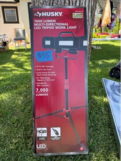Husky 7,000 Lumen LED Tripod Work Light – 360° Multi-Directional